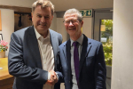 Sir Mel Stride shakes Mike Knuckey's hand